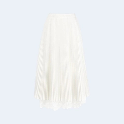 에르마노 설비노 레이어드 헴 플리츠 미디 스커트